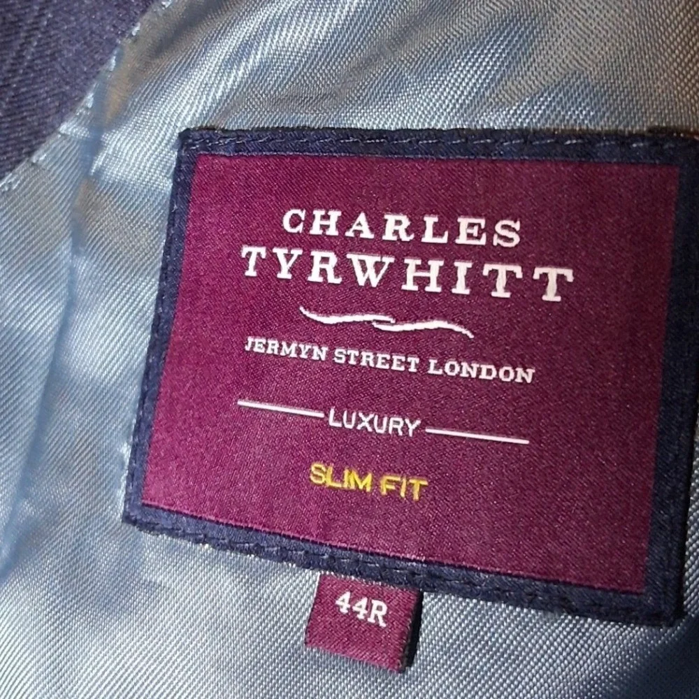 Charles Tyrwhitt Reda Super 110s Wool Slim Fit Blazer Blue Grey Windowpane 44R